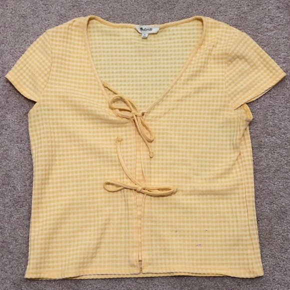 Madewell Yellow Atoboy Gingham Bow Top - Picture 3 of 4